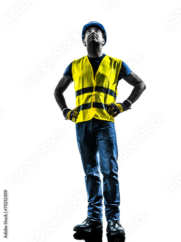 construction worker looking up safety vest silhouette © snaptitude