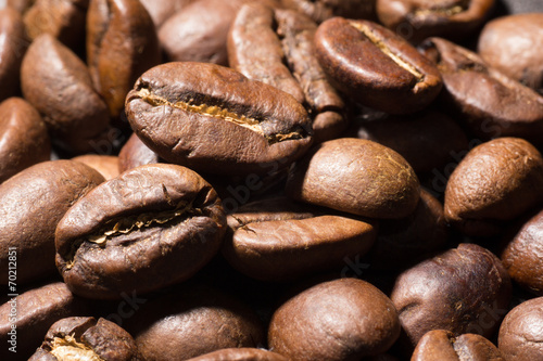 Macro of the large appetizing coffee beans