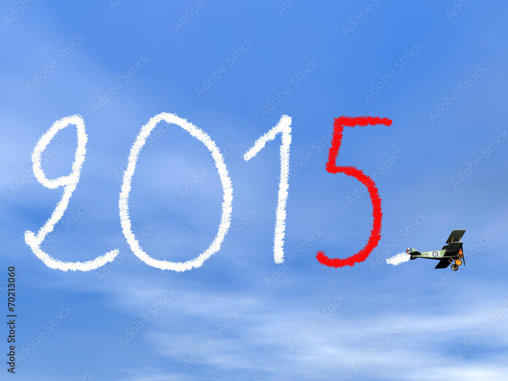 Naklejka premium New year 2015 text from biplan smoke - 3D render