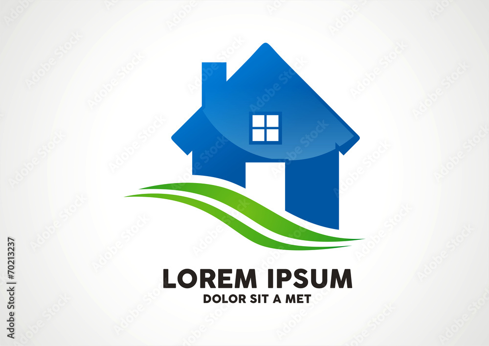 blue home energy protection green leaf logo vector icon blue home energy protection green leaf logo vector icon