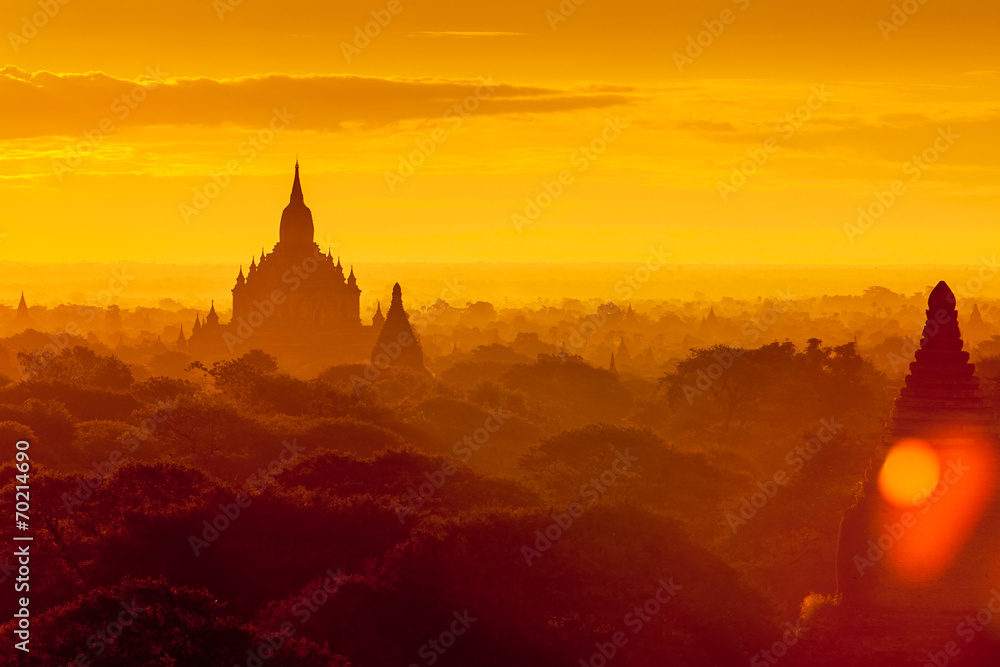 Sunrise over Bagan temples, Myanmar