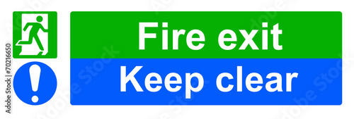 Fire exit keep clear sign