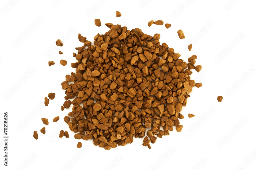 granulated coffee on white background granulated coffee on white background