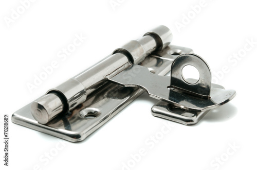 Konstfotografi Stainless steel door pad bolt on white