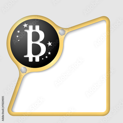 golden abstract frame with screws and bitcoin symbol