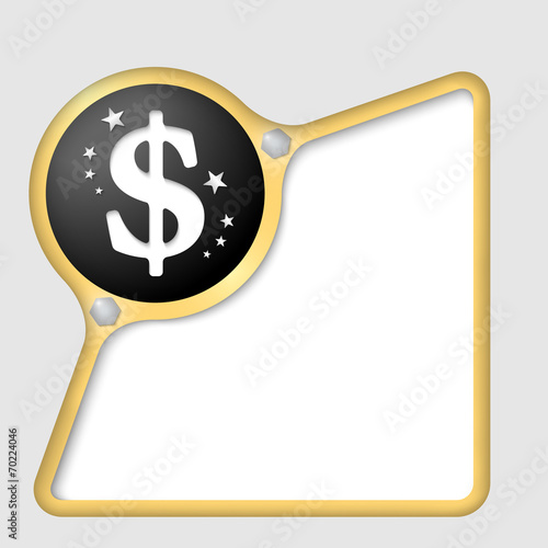 golden abstract frame with screws and dollar symbol