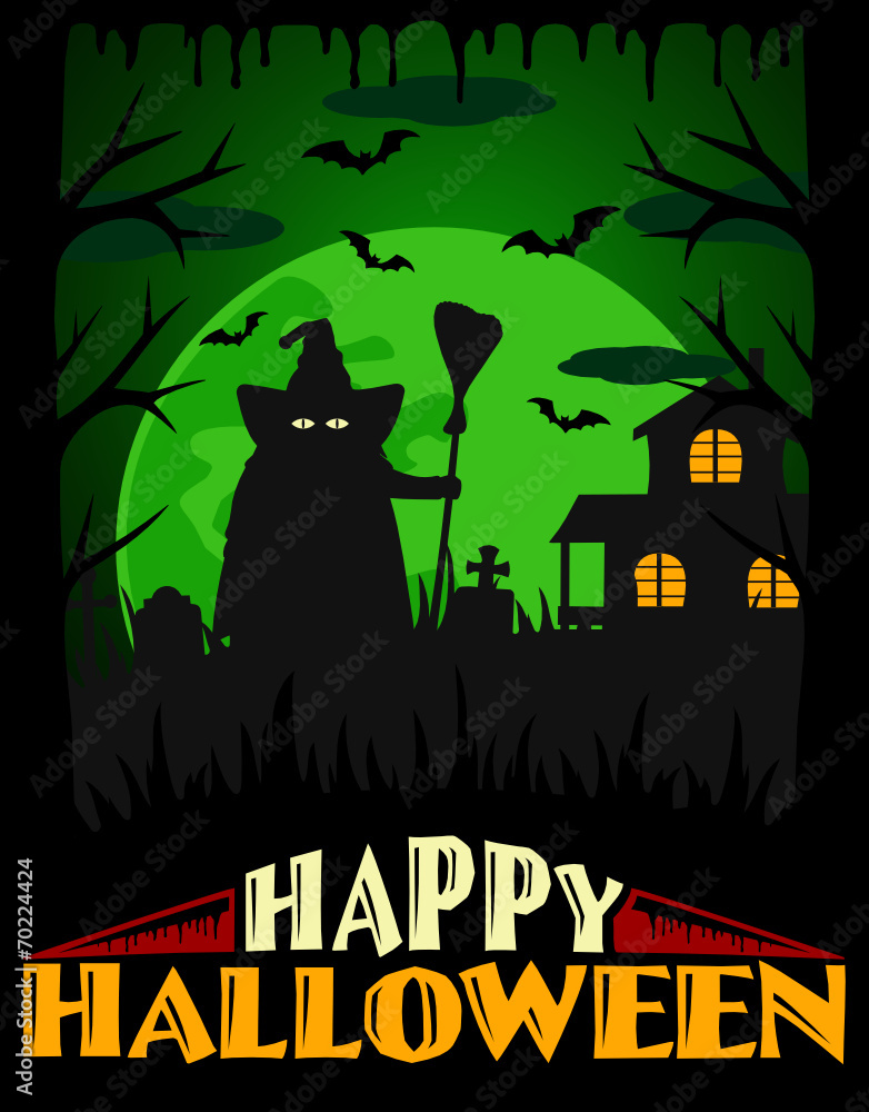 Scary Halloween background, green vector