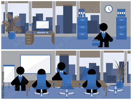 Business banner depicting business people working