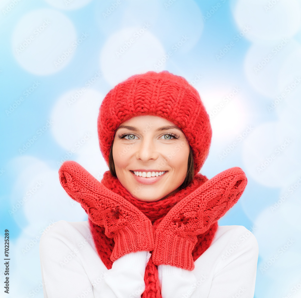 smiling young woman in winter clothes smiling young woman in winter clothes