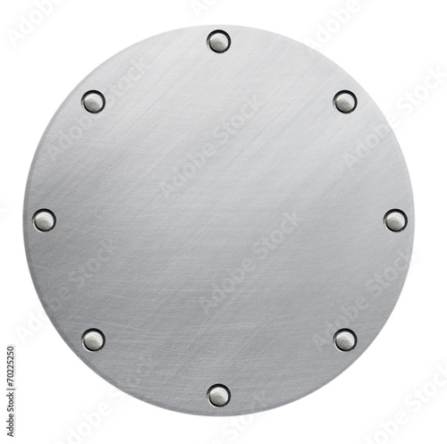 Metal plate on white background