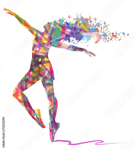 silhouette di ballerina composta da colori