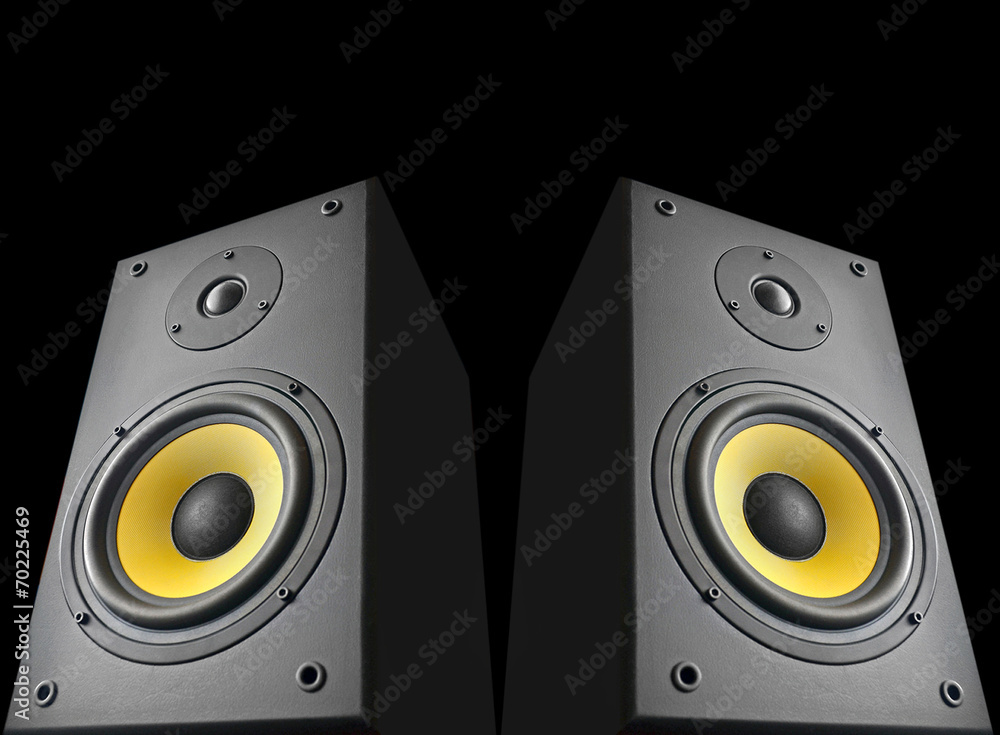 Fototapeta premium Loudspeakers on black background