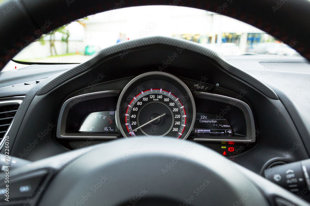 Modern car speedometer