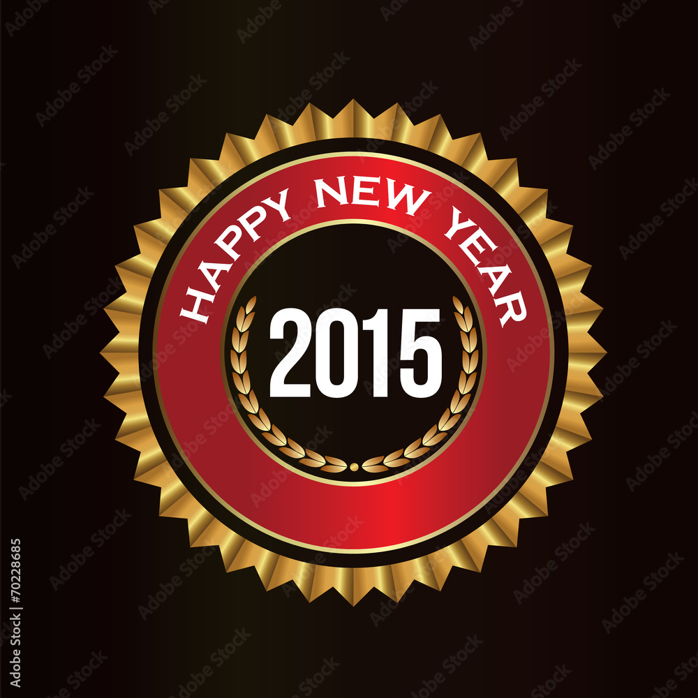 Happy New Year Good Luck seal in Golden and red colors Happy New Year Good Luck seal in Golden and red colors