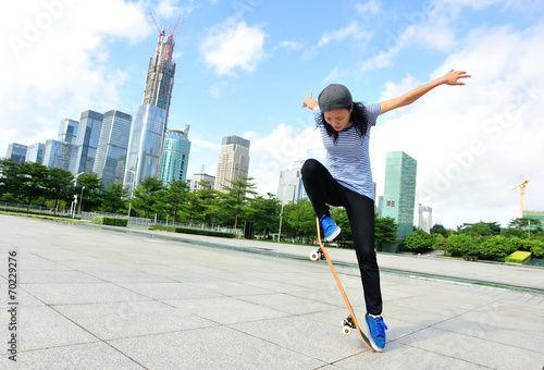 skateboarding on city 