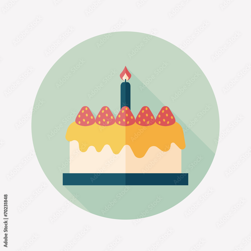 birthday cake flat icon with long shadow,eps10