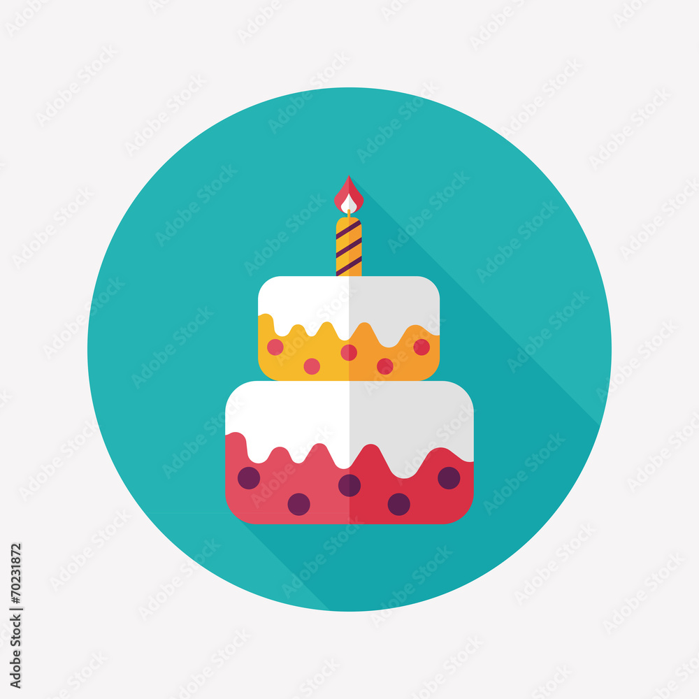 birthday cake flat icon with long shadow,eps10 birthday cake flat icon with long shadow,eps10