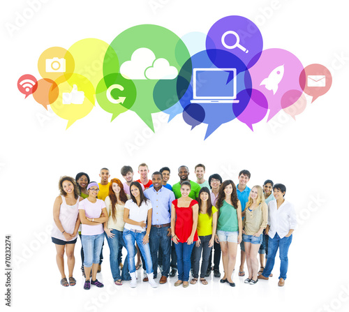 Large group of Student of Social Networking