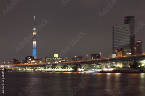 View of Tokyo cityscape at sumida river and Tokyo Skytree