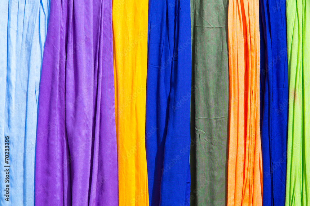 Colored cloths and silks from Morocco