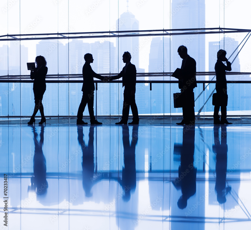 Silhouette Business People Handshaking Silhouette Business People Handshaking
