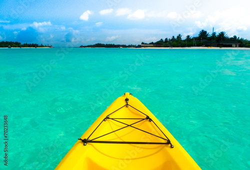 The Kayak boat in Maldives resort Landscape
