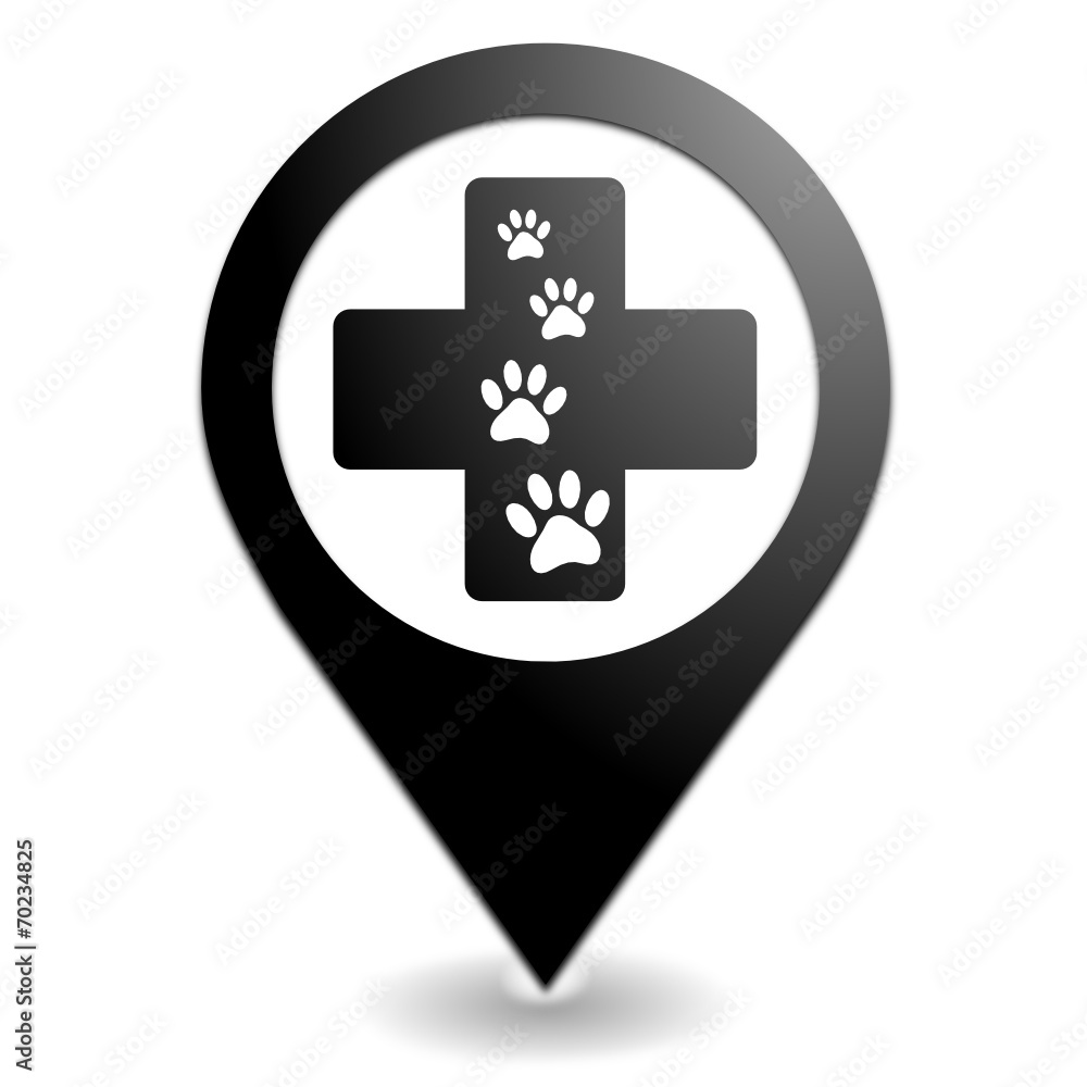 Obraz premium clinique vétérinaire sur symbole localisation noir