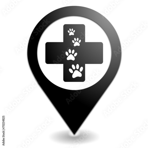 clinique vétérinaire sur symbole localisation noir