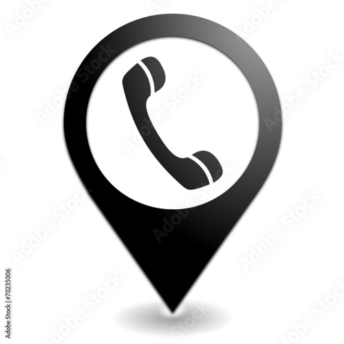 téléphone sur symbole localisation noir
