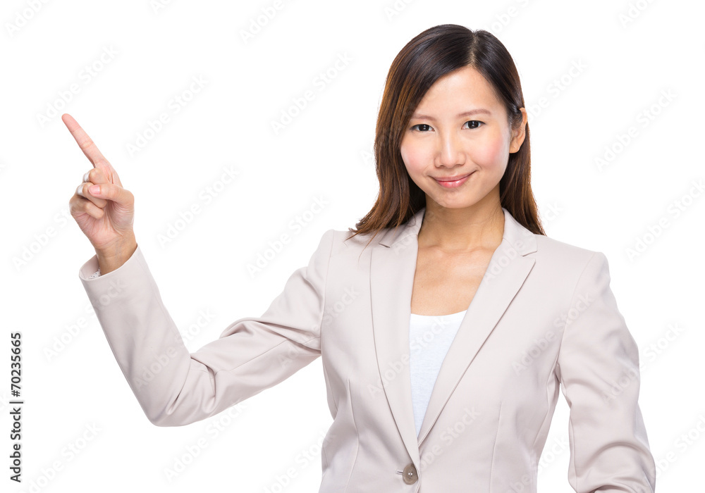 Businesswoman with finger point up Businesswoman with finger point up