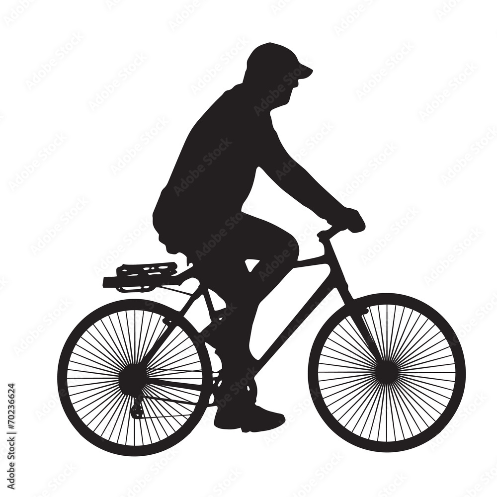 Obraz premium Silhouette man ride bicycle