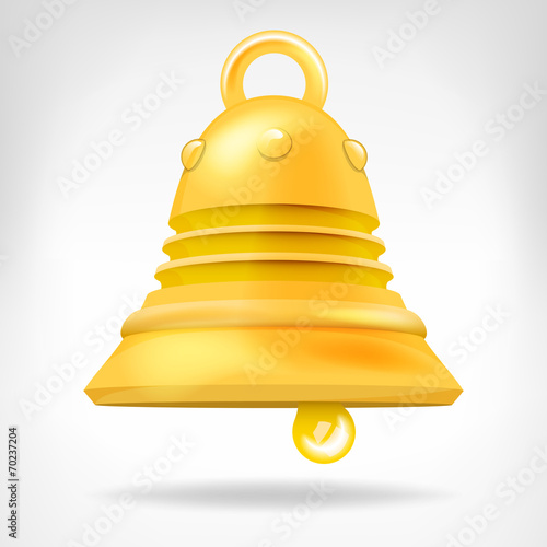 golden bell 3D object isolated on white
