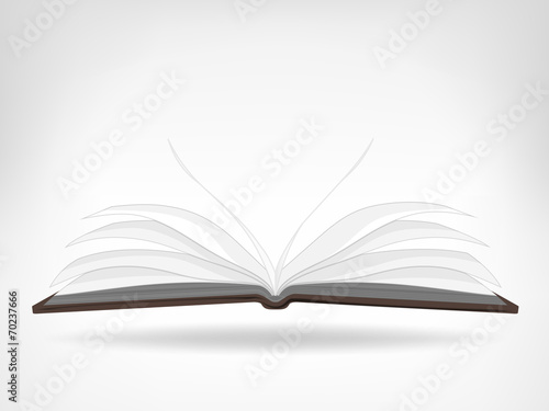 open empty book side view isolated object