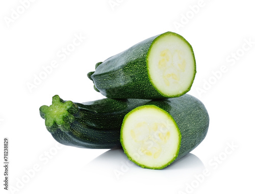 fresh vegetable zucchini isolated on white background photo