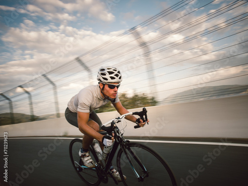 Cyclist circulating at high speed