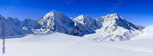 Panel kuchenny z motywem Winter mountains, panorama - Italian Alps