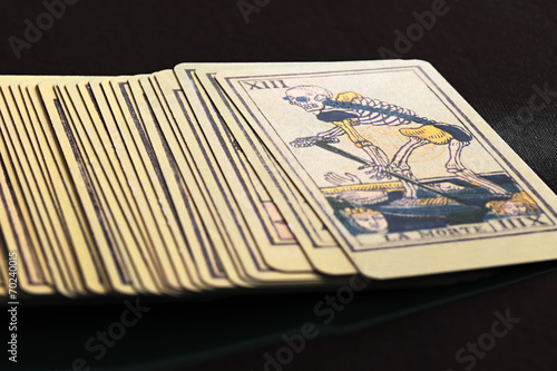 Deck of Tarot Cards with Death Card on Top