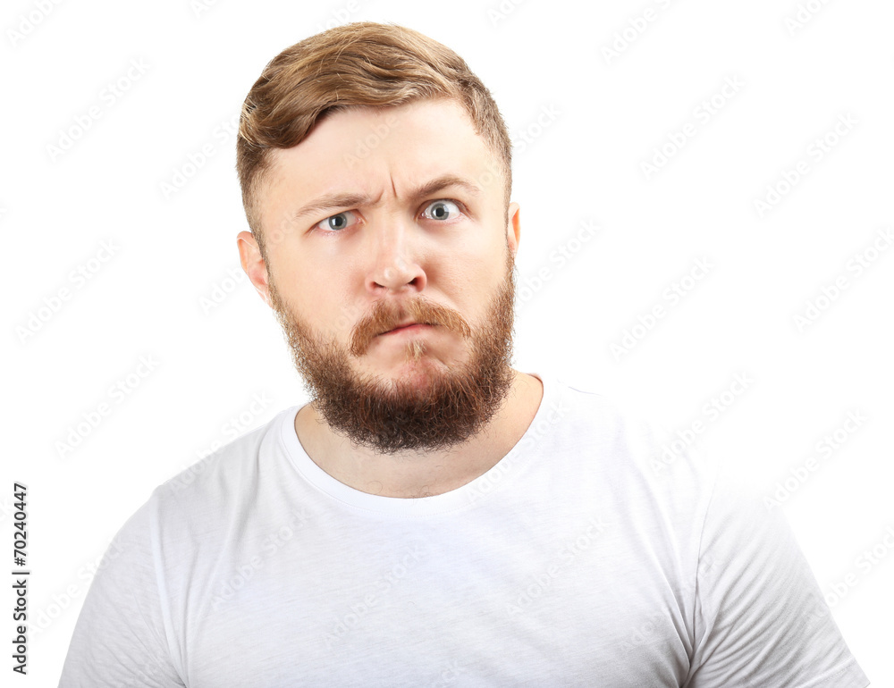 Portrait of handsome man with beard isolated on white Portrait of handsome man with beard isolated on white