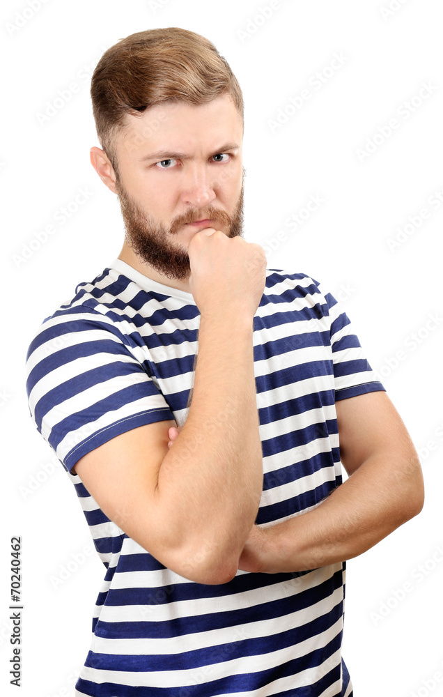 Portrait of handsome man with beard isolated on white Portrait of handsome man with beard isolated on white