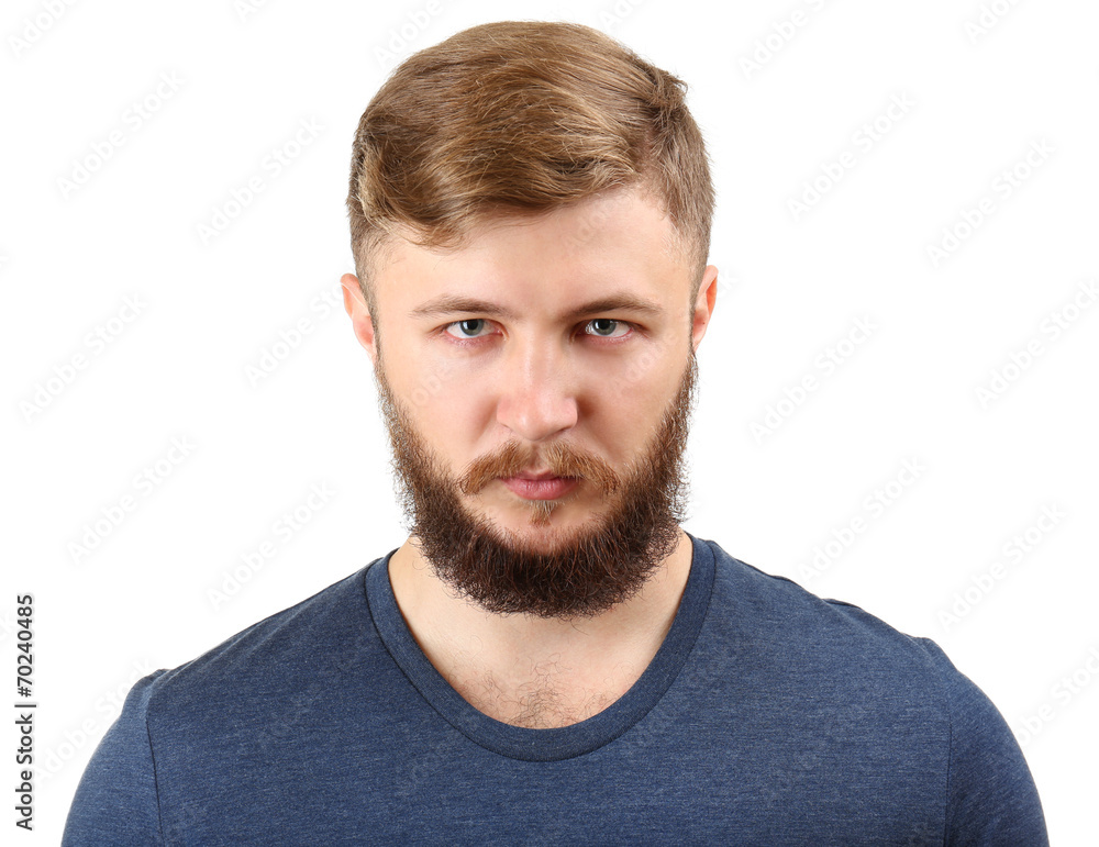 Portrait of handsome man with beard isolated on white Portrait of handsome man with beard isolated on white
