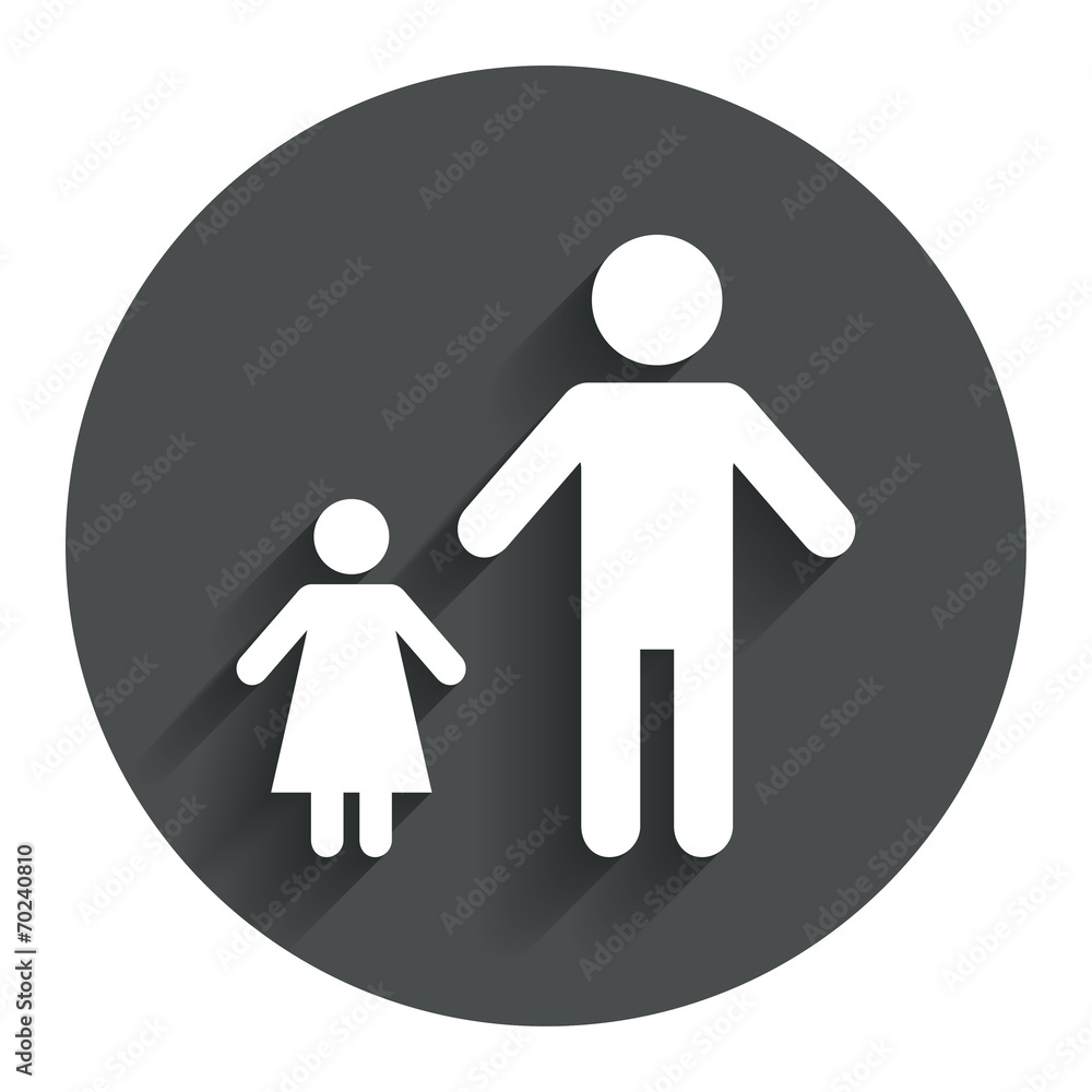 One-parent family with one child sign icon. One-parent family with one child sign icon.
