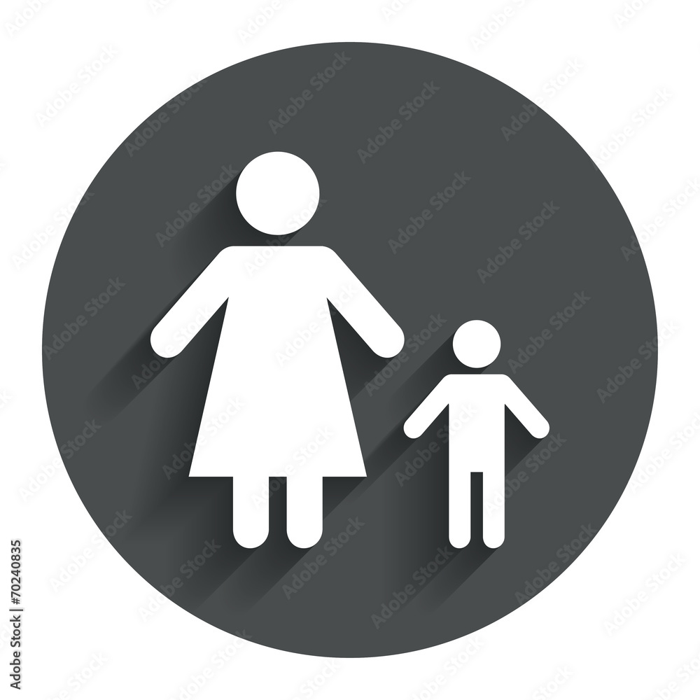 One-parent family with one child sign icon. One-parent family with one child sign icon.