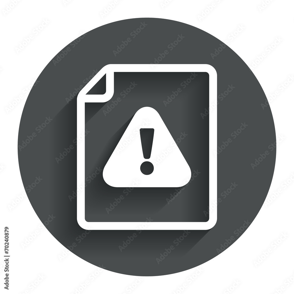 File attention sign icon. Exclamation mark. File attention sign icon. Exclamation mark.