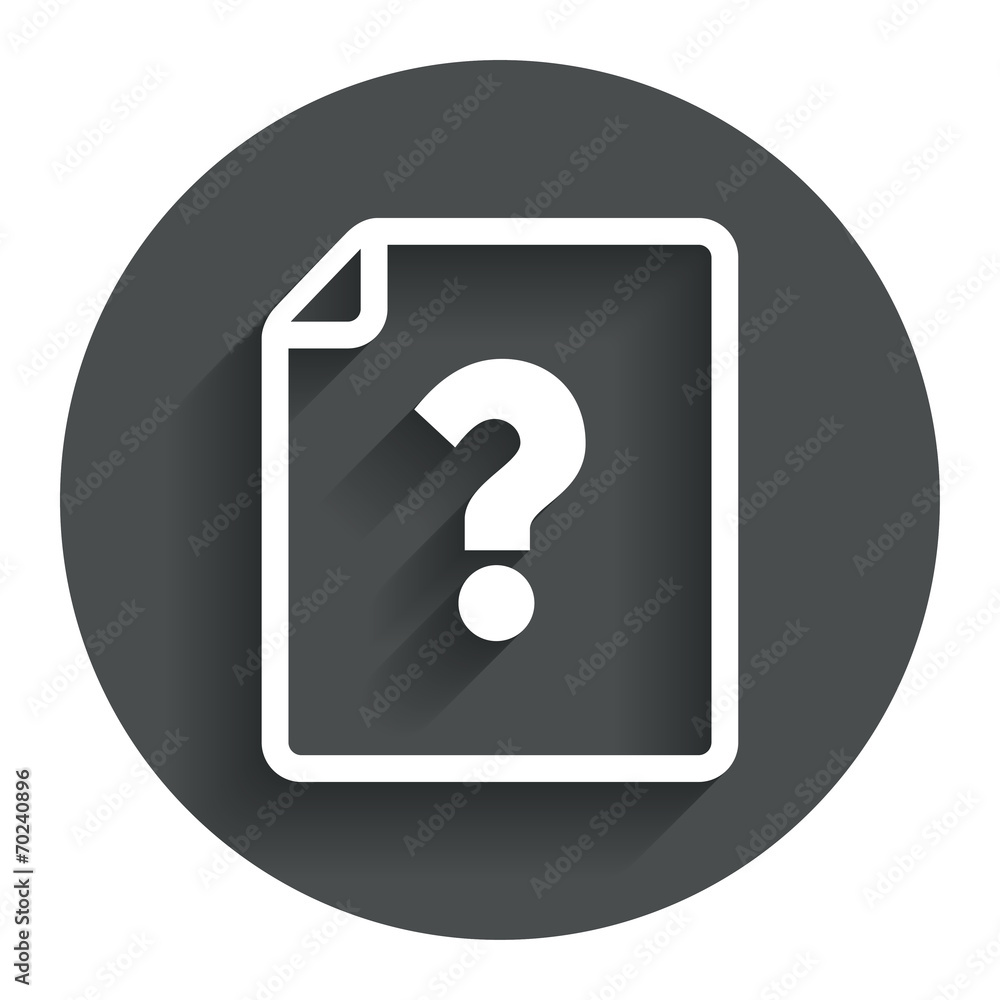 File document help icon. Question mark symbol. File document help icon. Question mark symbol.