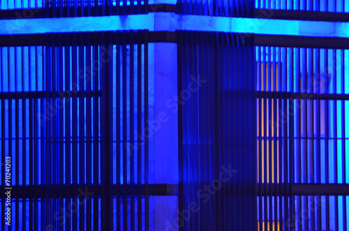 Wallpaper Mural Closeup of office building wall design - all in blue fluorescent light Torontodigital.ca