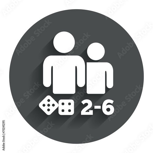 Board games sign icon. 2-6 players symbol.