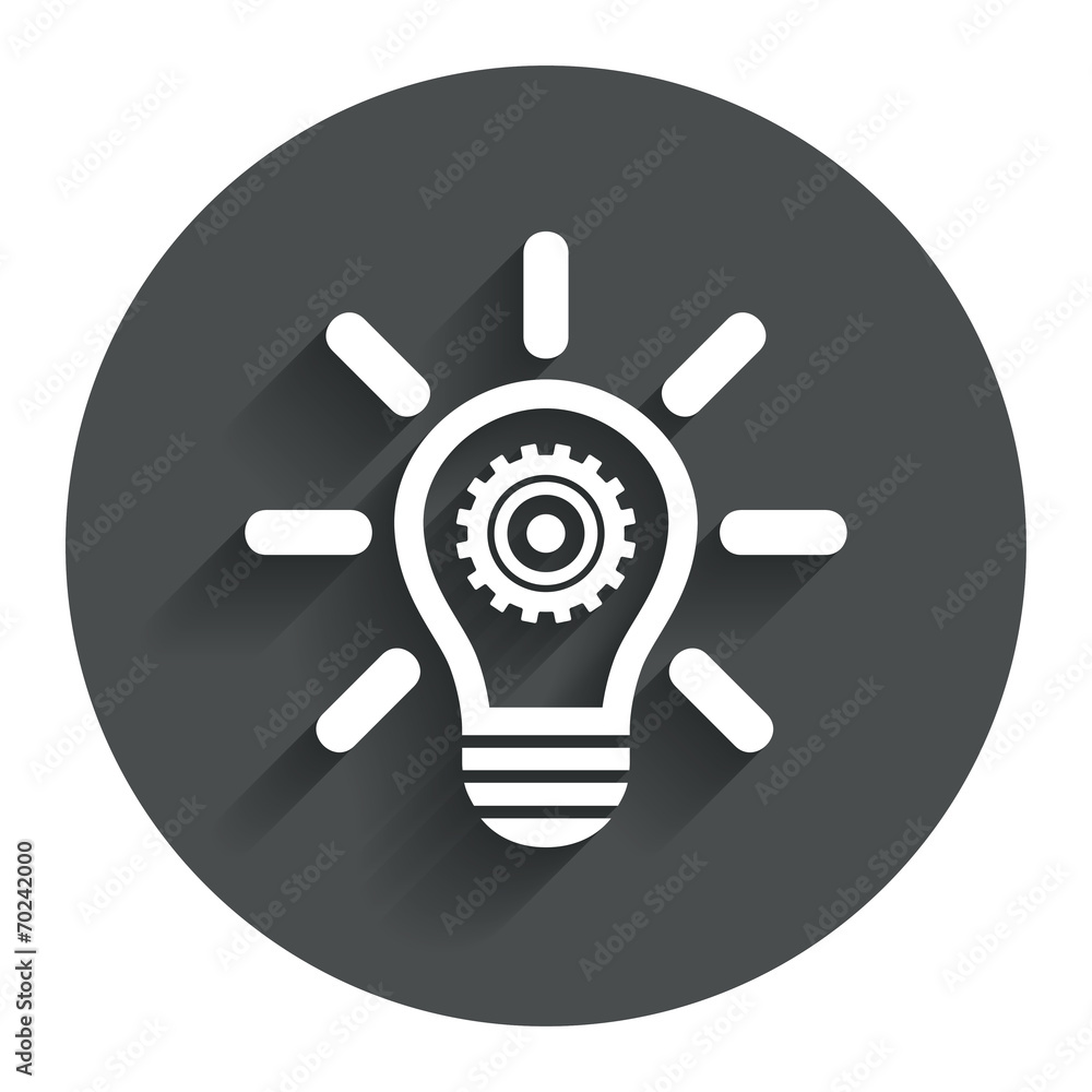 Light lamp sign icon. Bulb with gear symbol. Light lamp sign icon. Bulb with gear symbol.