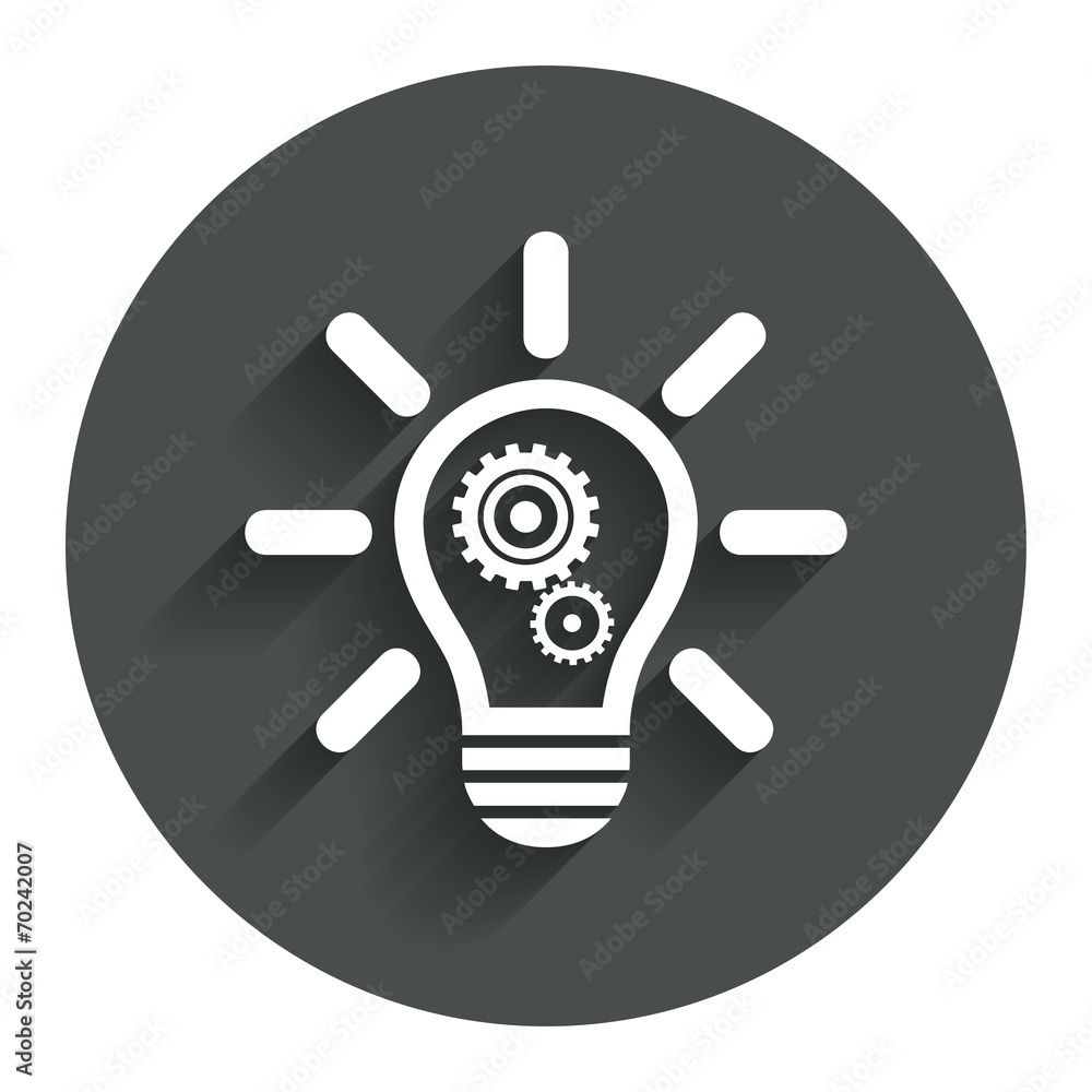 Light lamp sign icon. Bulb with gears symbol. Light lamp sign icon. Bulb with gears symbol.