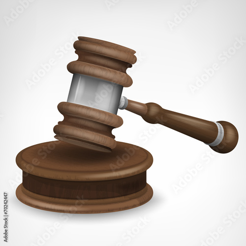 wooden gavel with pad isolated object vector