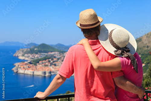 happy couple on vacation in Europe photo